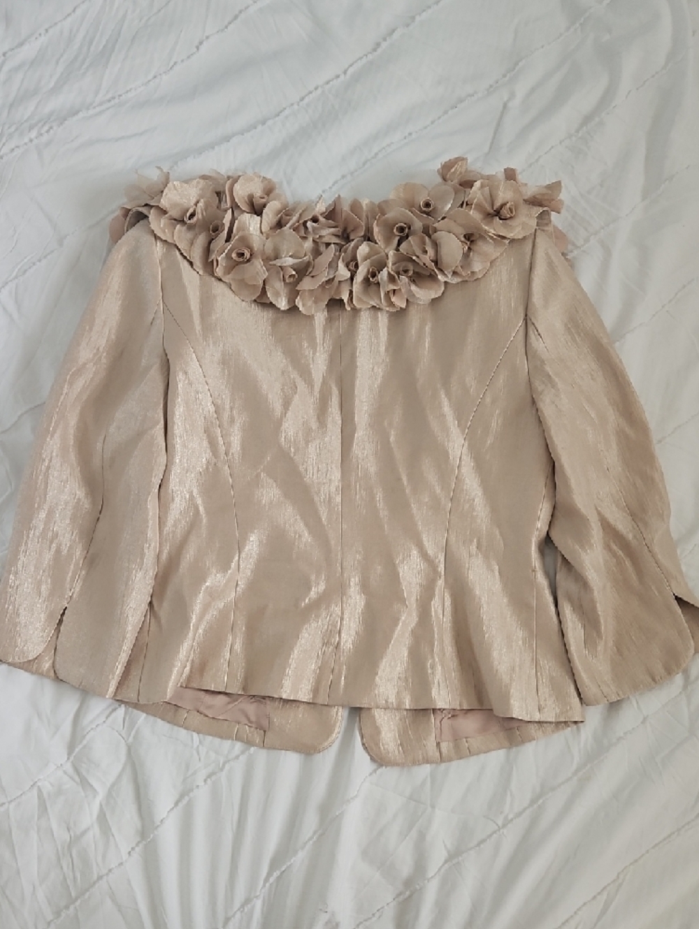Adrianna Papell Champagne Floral-Trim Evening Blazer - Picture 7 of 7